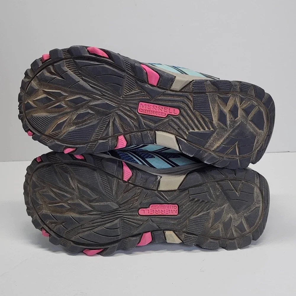Merrell Moab FST Low Waterproof Hiking Shoes Girls Size 2.5 Blue Pink Sneakers